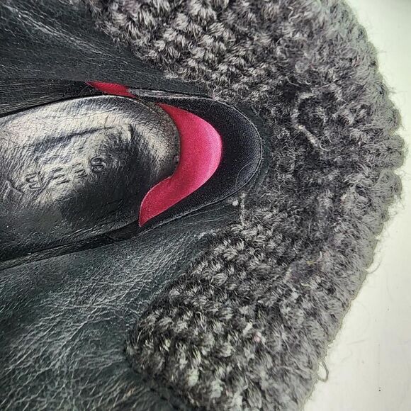 See by Chloe Knit Cuff Lace-Up Booties US 7.5 Black Leather Heel Booties Boot - Picture 12 of 13